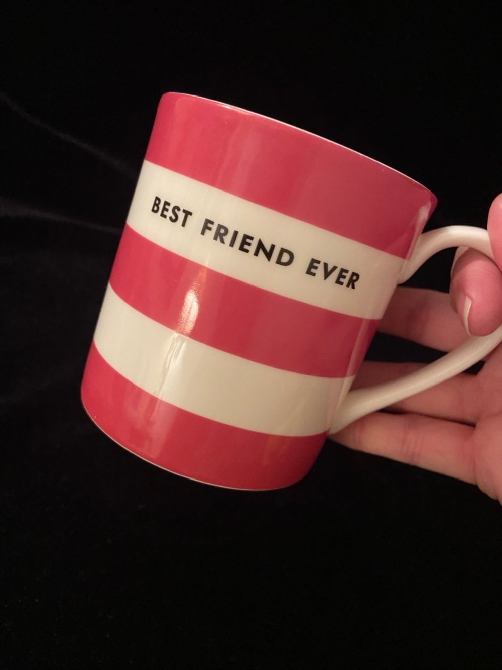 Kate Spade “My Best Friend” Lenox Mug Pink Stripe